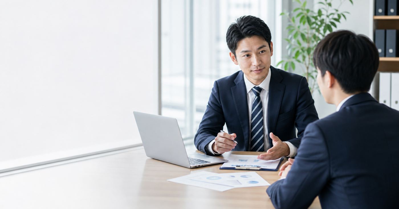 経理職の転職相談をするビジネスパーソン