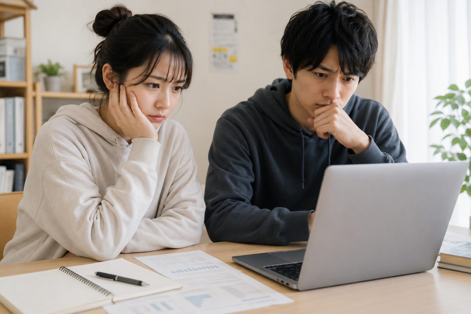 就職活動や将来に悩む20代男女