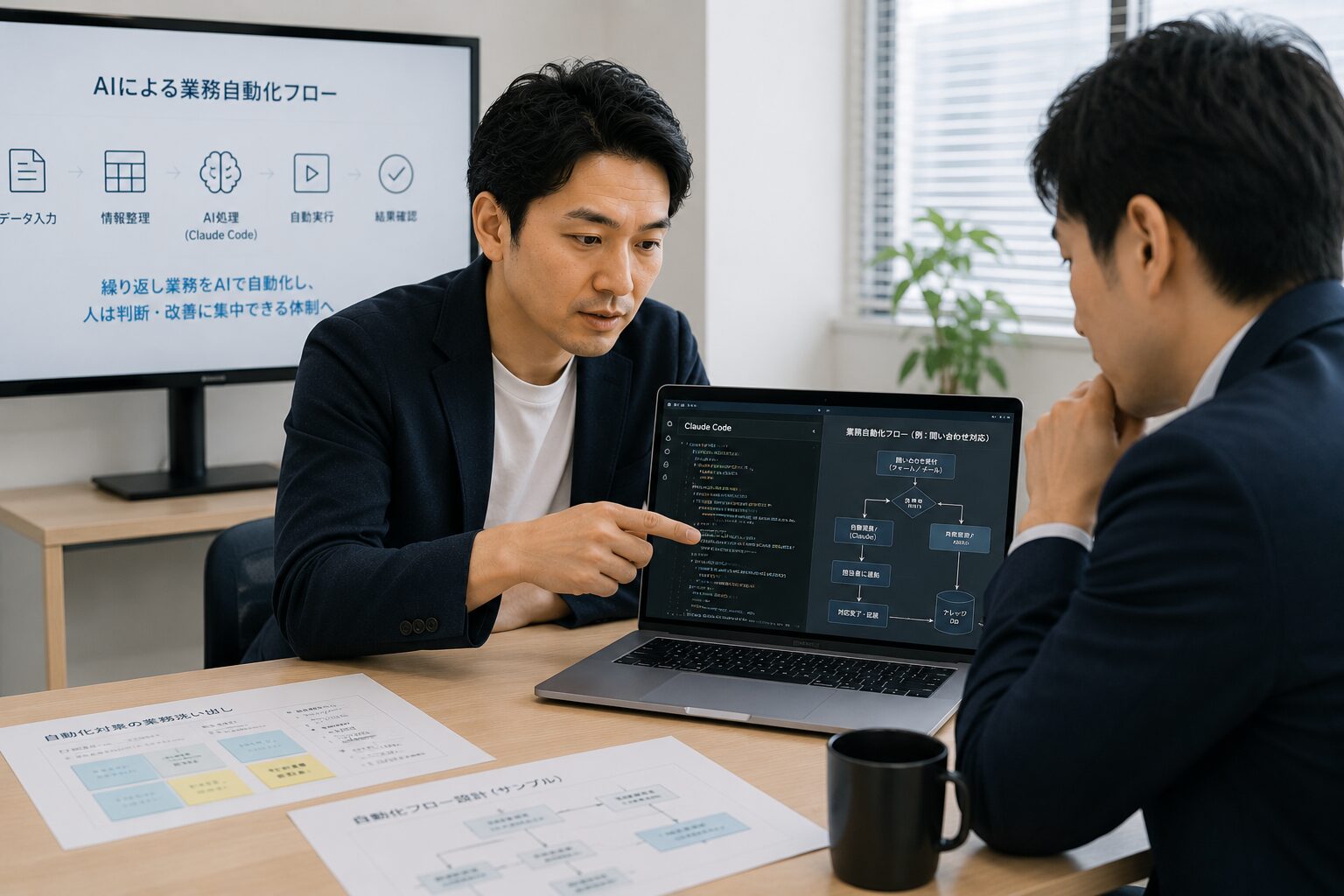 Claude Codeを使ったAI自動化フローを確認する場面