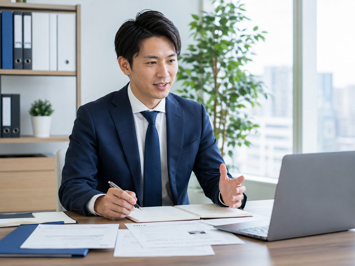 オンラインで書類や面接の準備を進めるビジネスパーソン