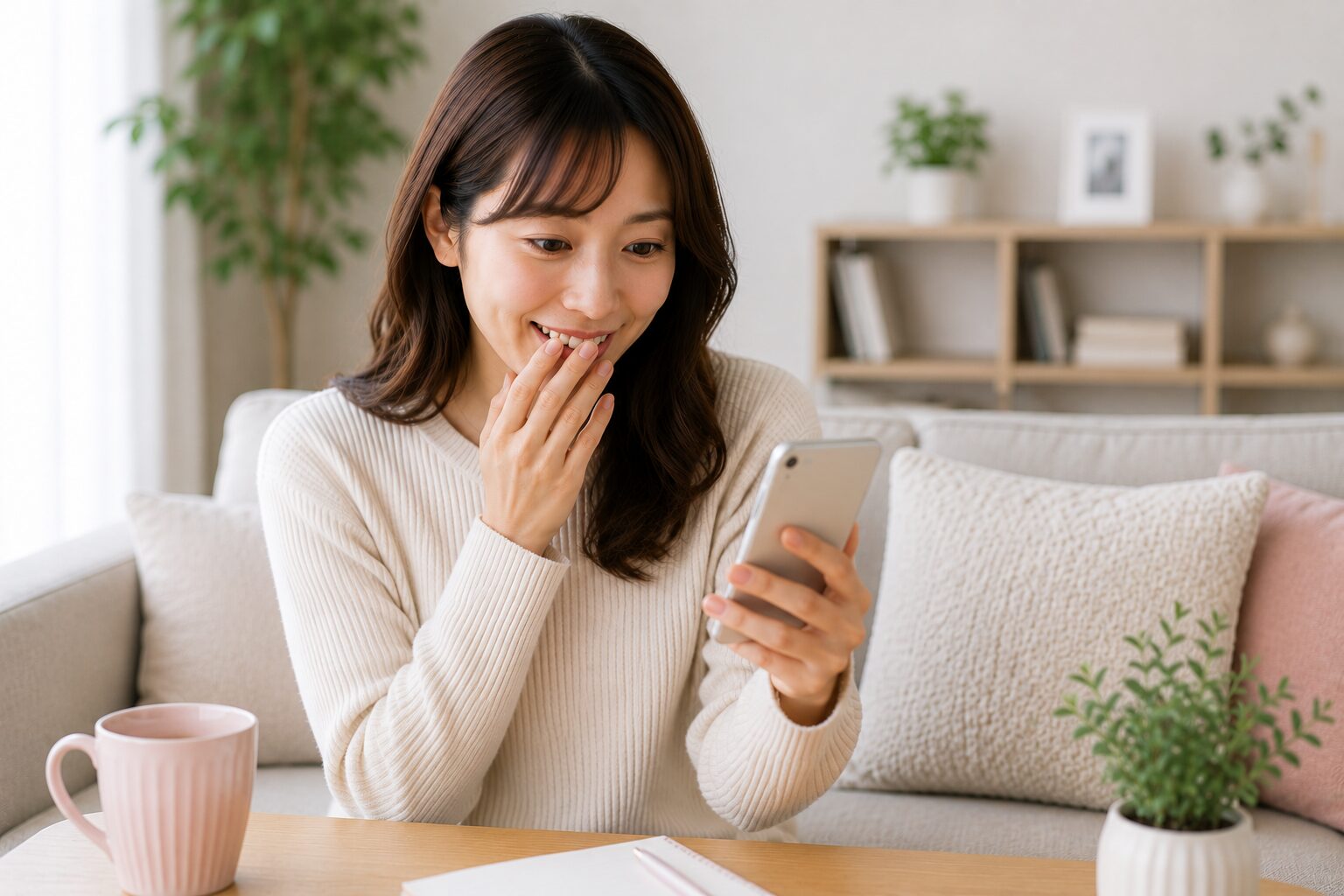 診断結果を見て納得する女性