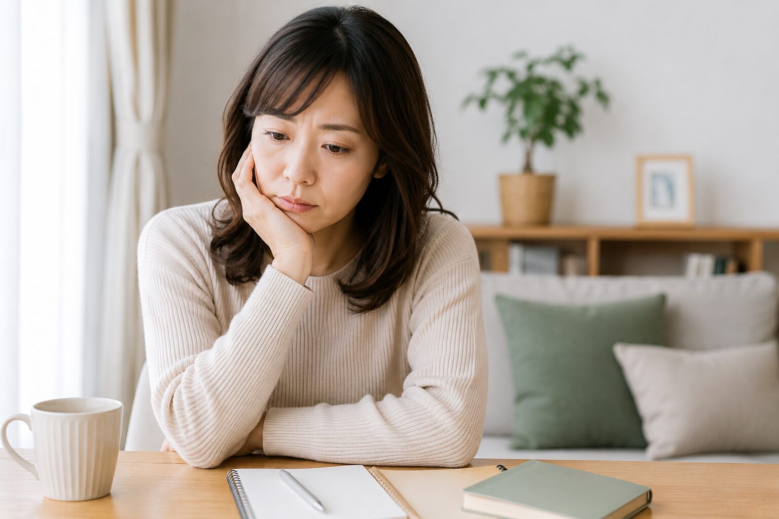 恋愛や結婚について一人で悩む30代女性