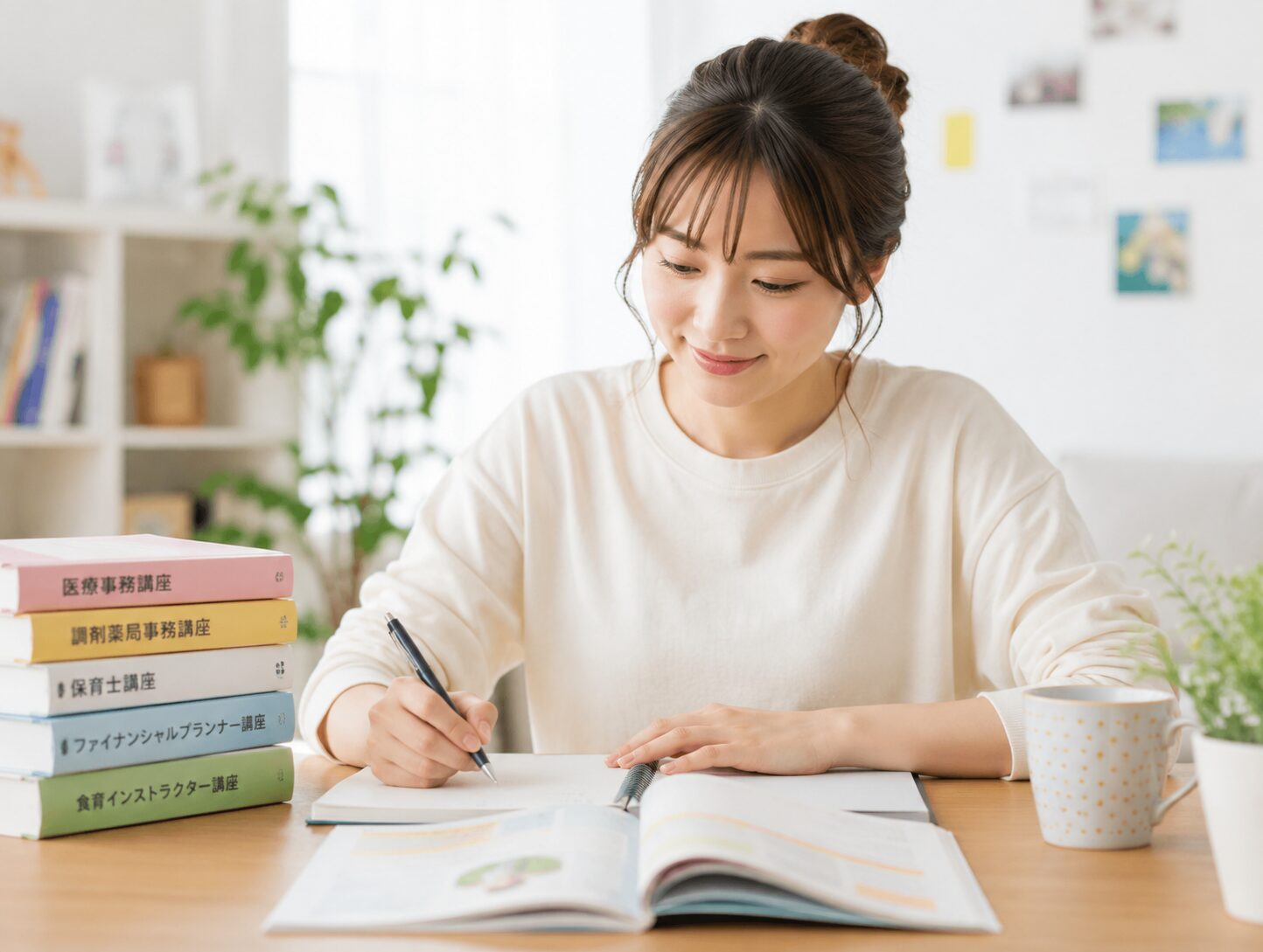 資格取得を目指して自宅で勉強を始める30代女性