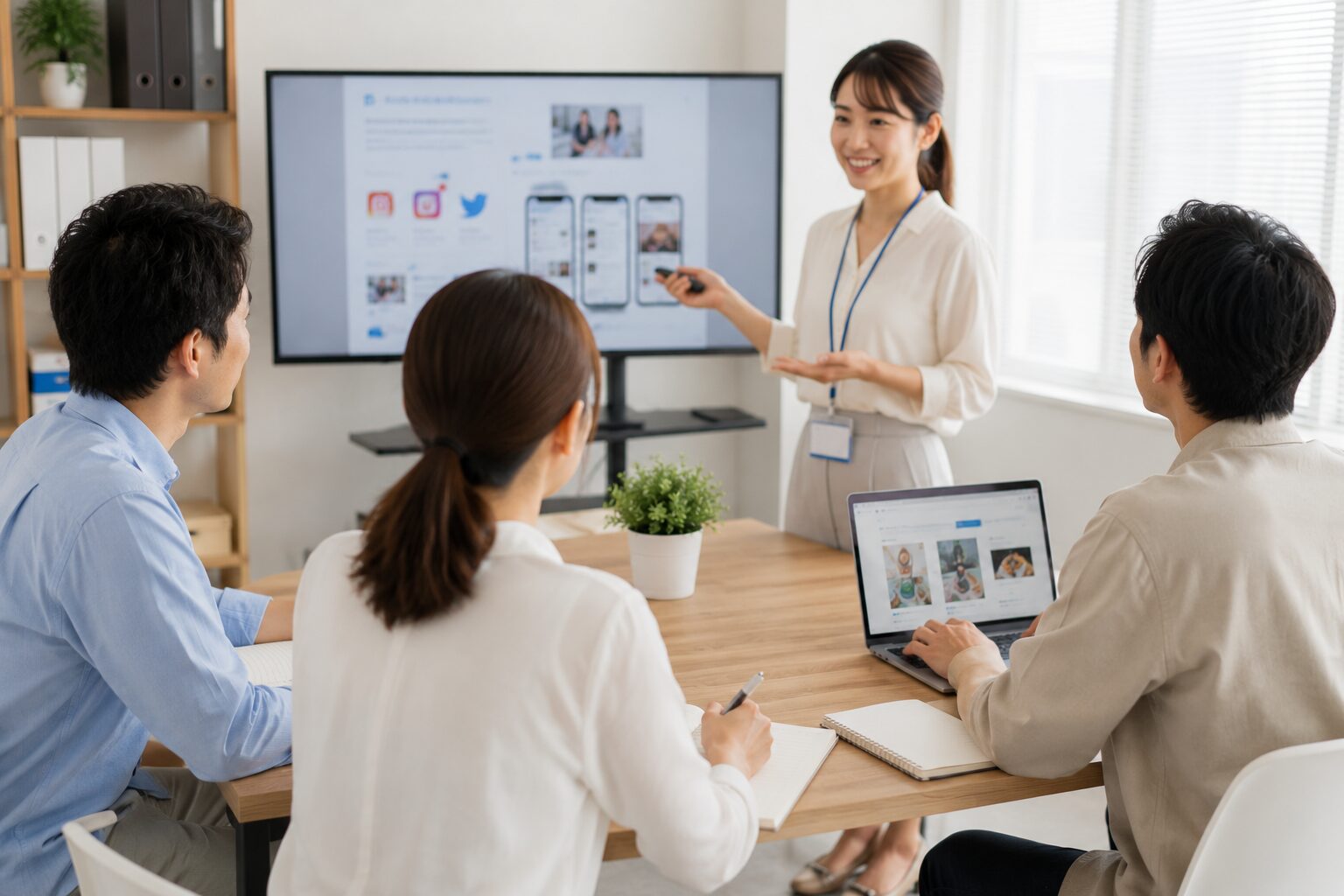 地域SNSマーケティングの運用計画を整理する担当者