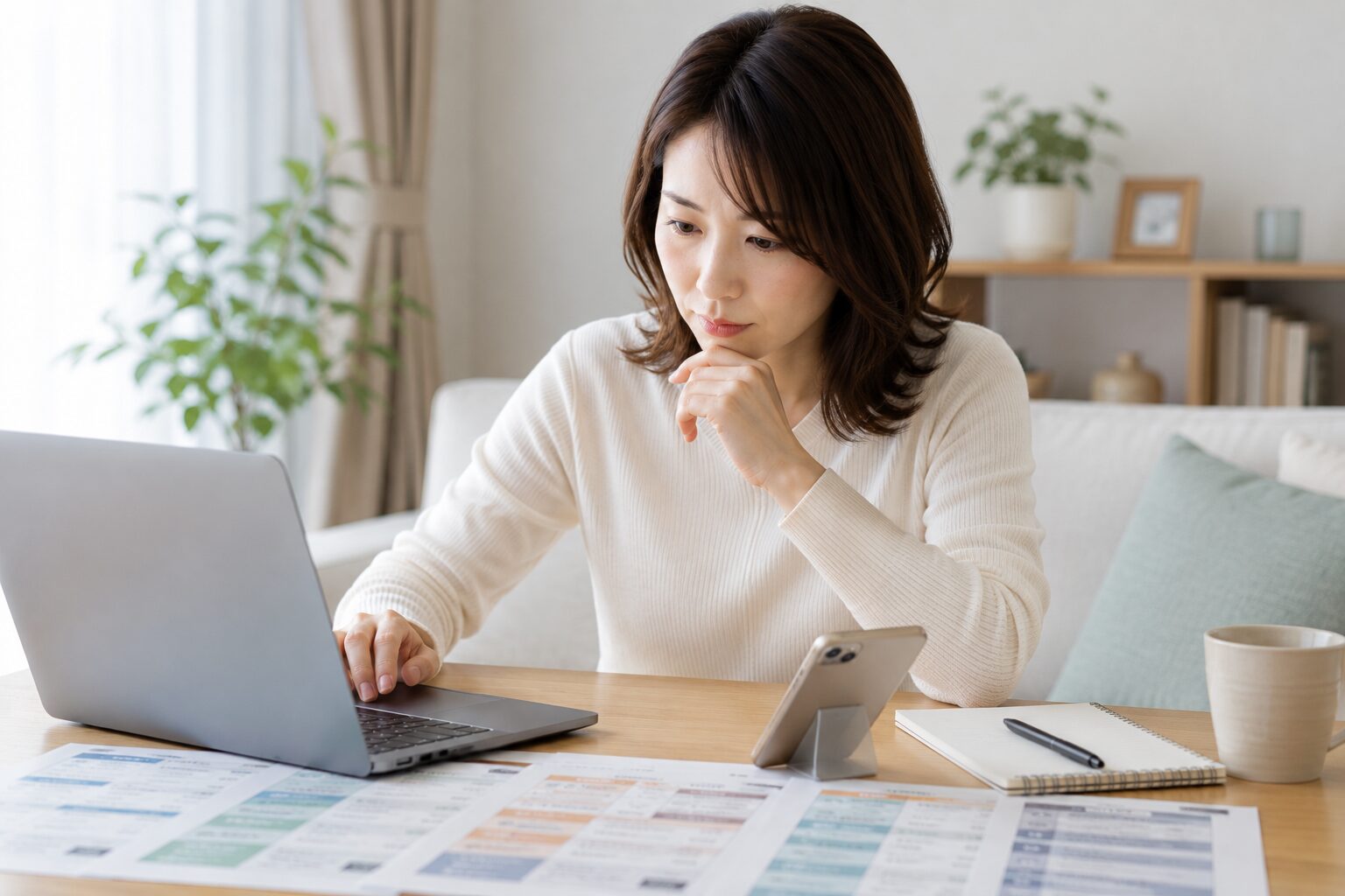 探偵事務所の情報を集めて比較する様子