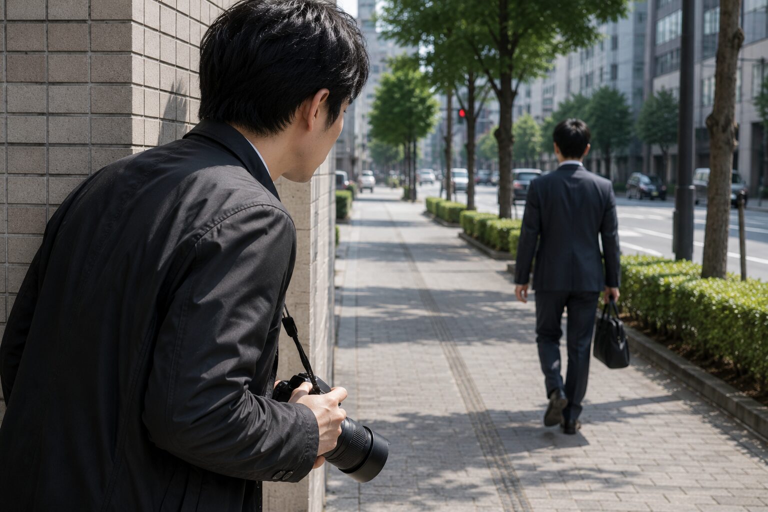 男性の行動について調査する探偵のイメージ