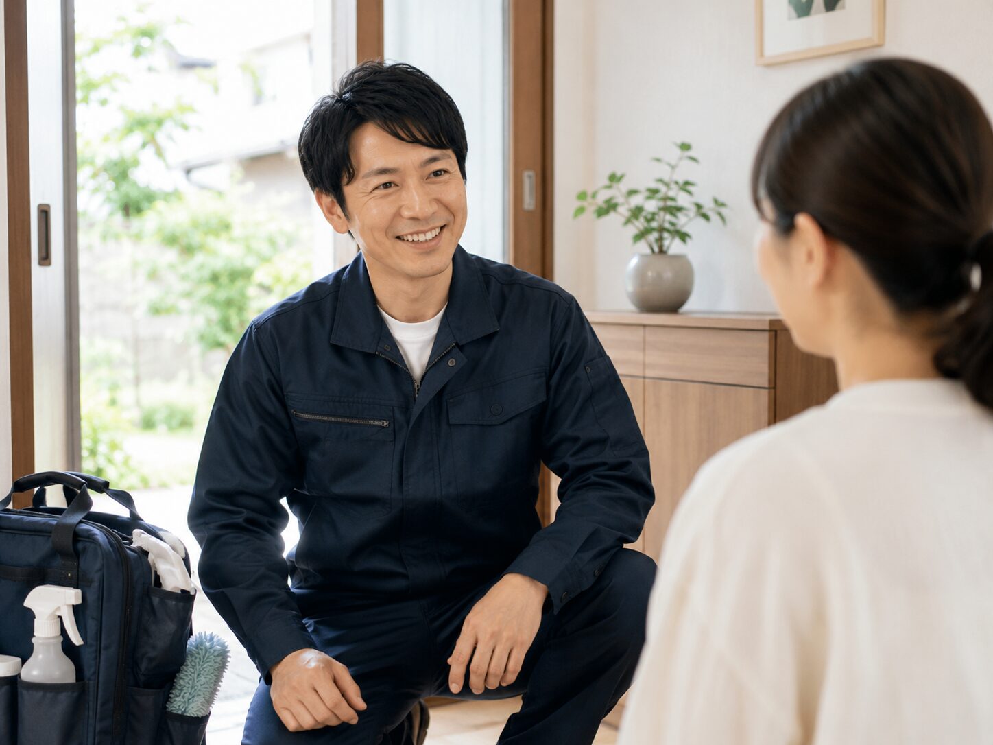 清掃事業を始めて前向きに働く男性