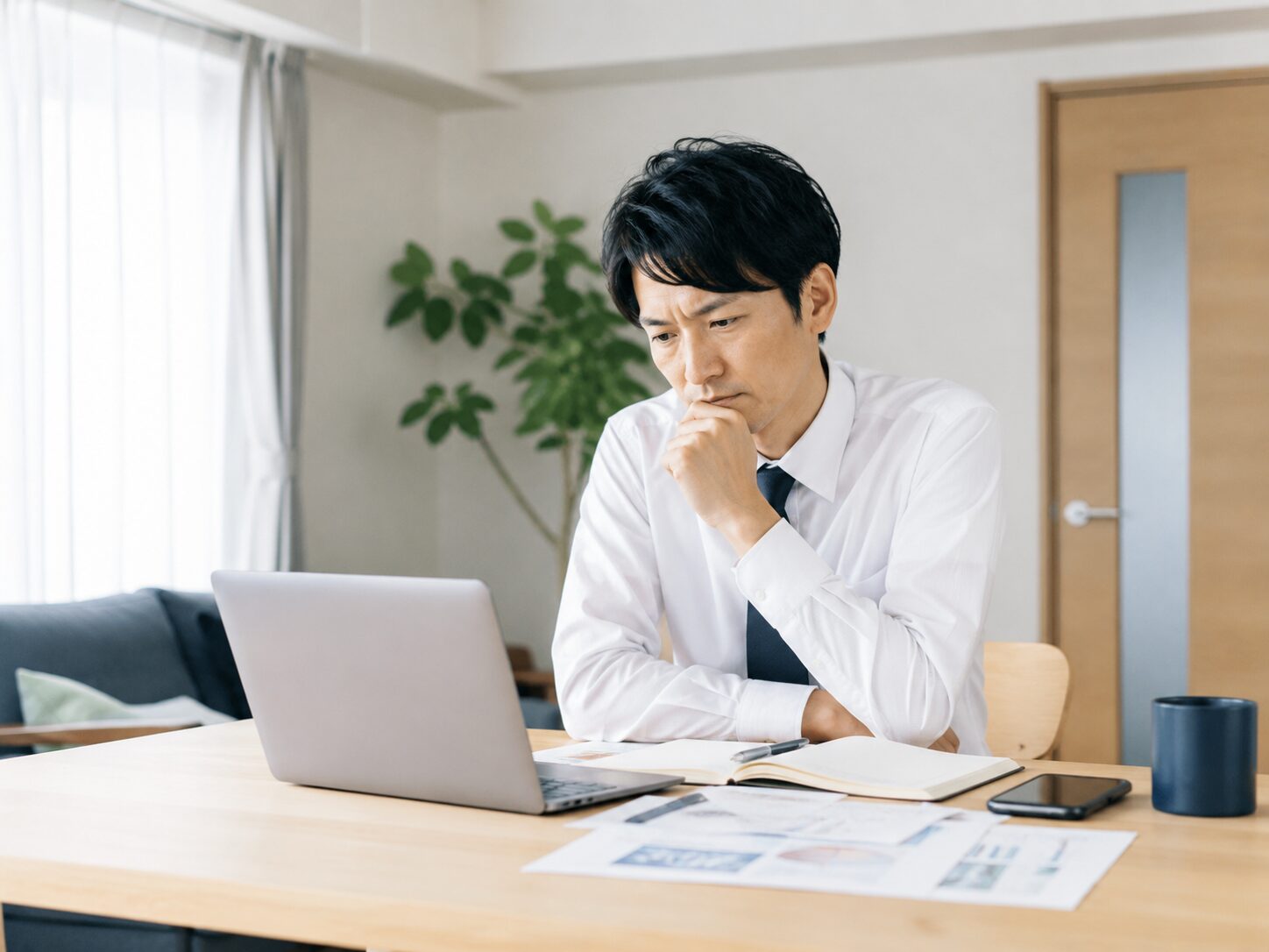 会社員を続ける将来に不安を感じ独立を考える男性