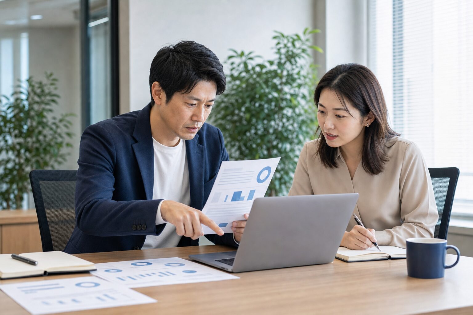 営業資料の閲覧データを確認して優先リードを検討する担当者