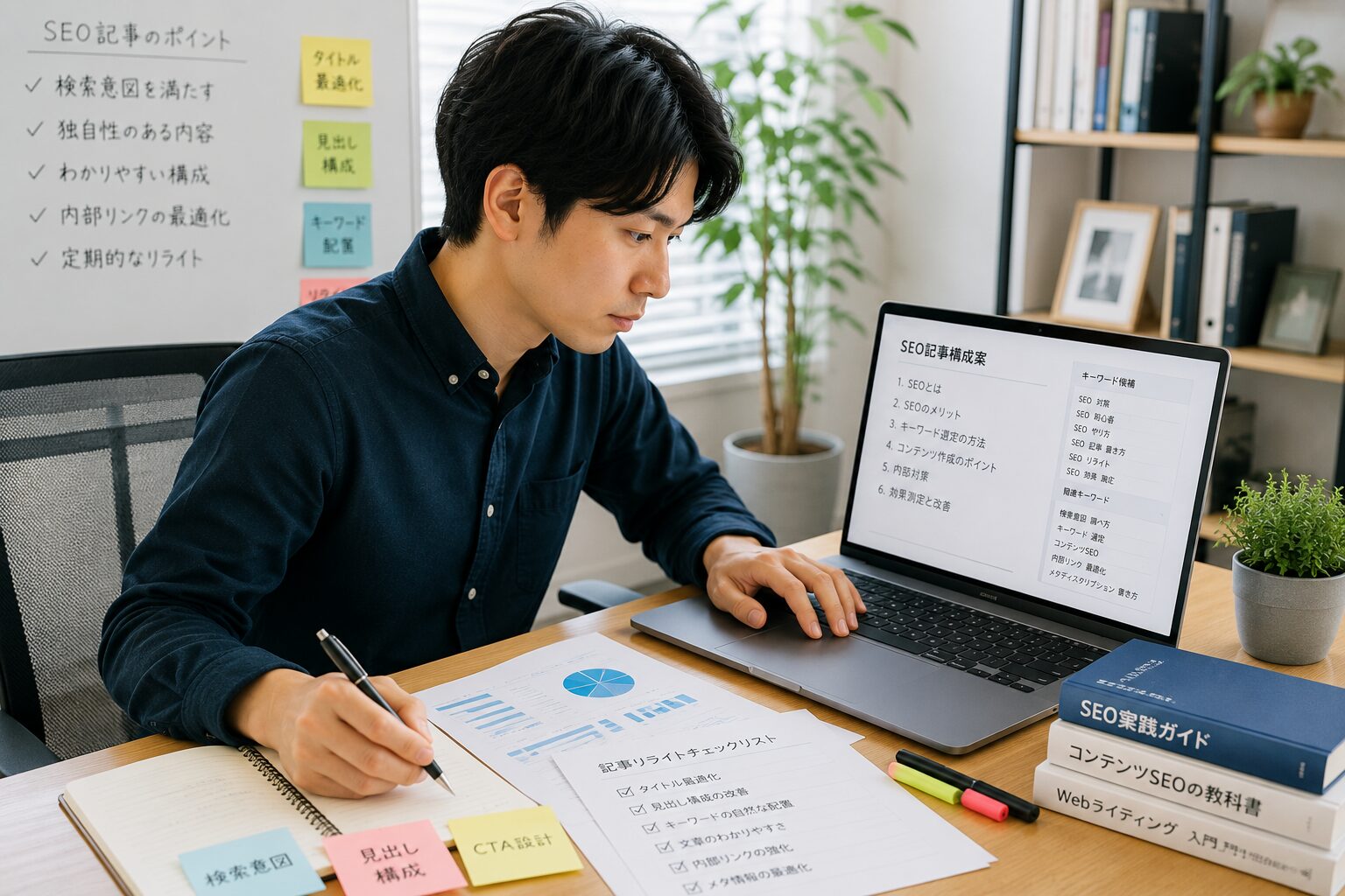 SEO記事の作成とリライトに取り組むWeb担当者