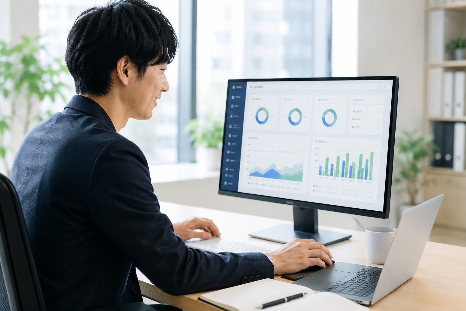 AIを活用して店舗情報を管理する担当者