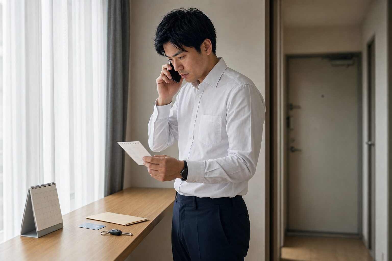 退職希望日や勤務状況を整理して無料相談する男性会社員