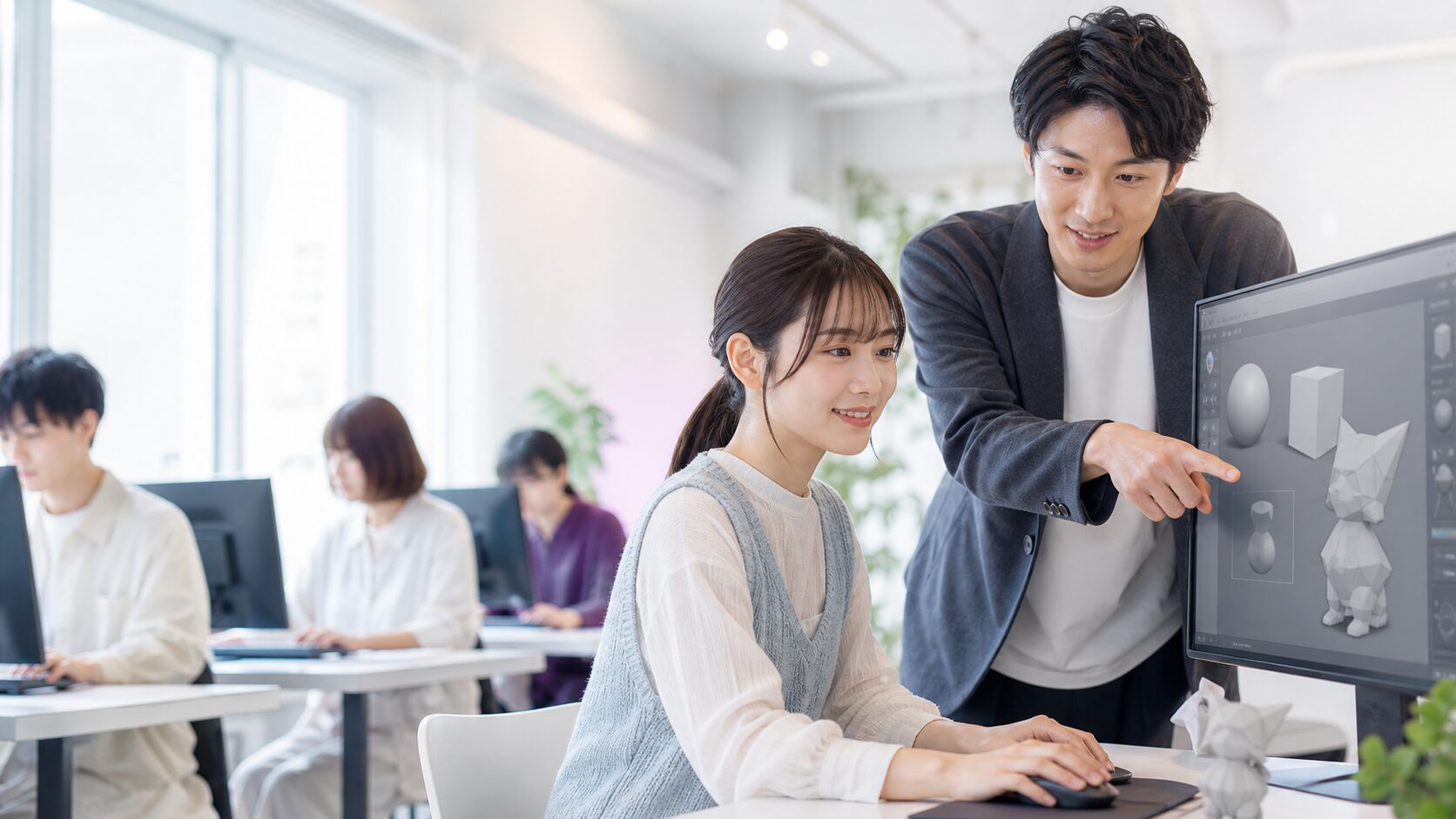 CGスクールで講師の指導を受けながら学ぶ社会人
