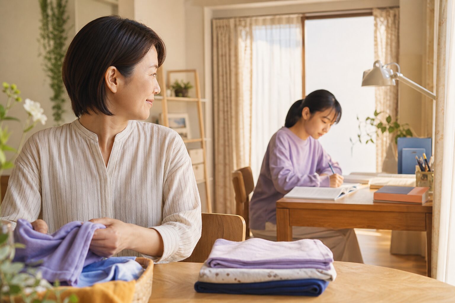 親が付きっきりにならず勉強を進める中学生