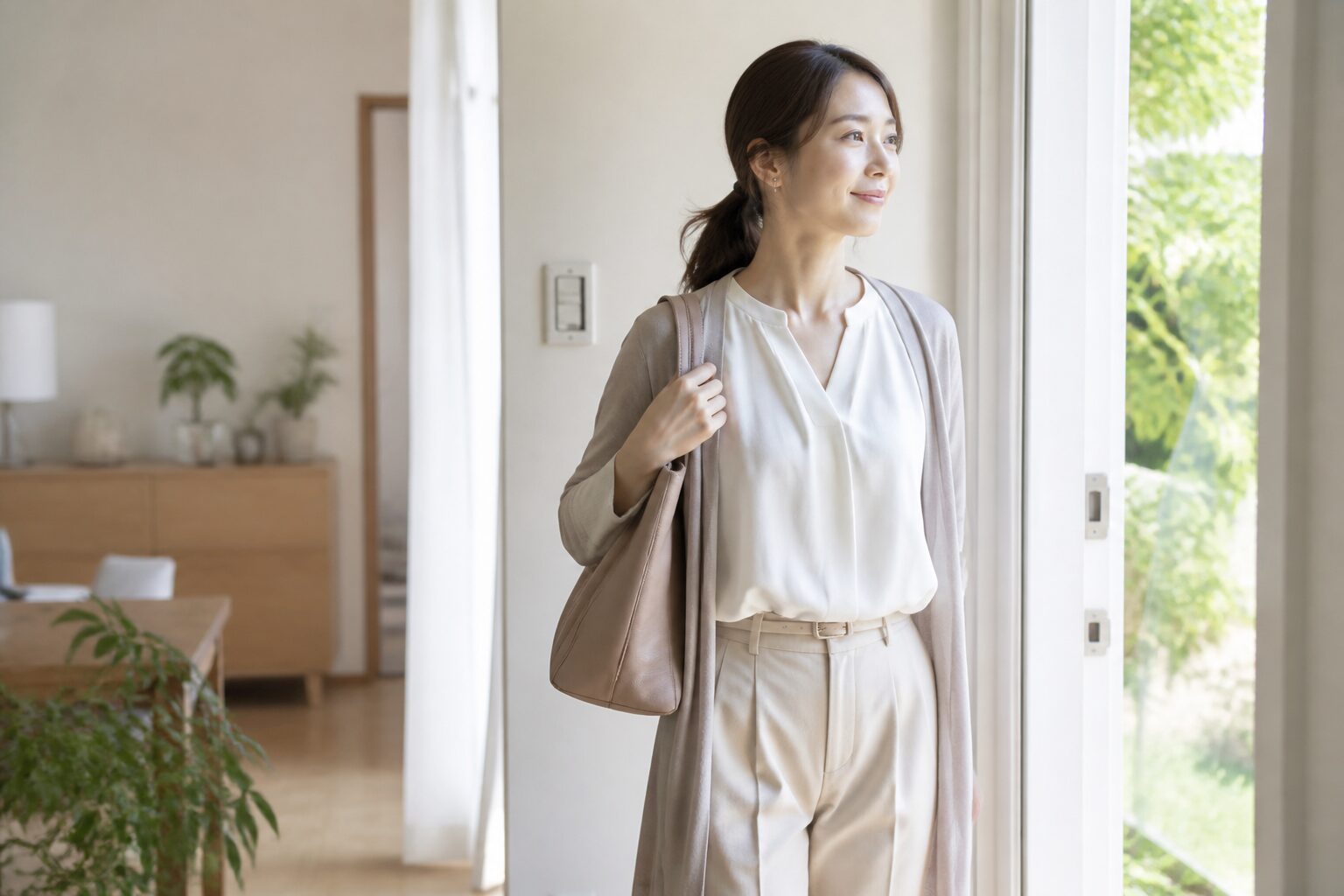 生活リズムを整え外出の準備をする女性