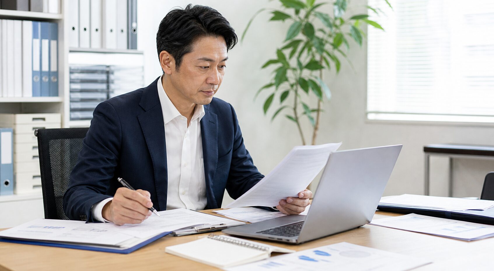 融資の申込条件と返済条件を確認する法人経営者
