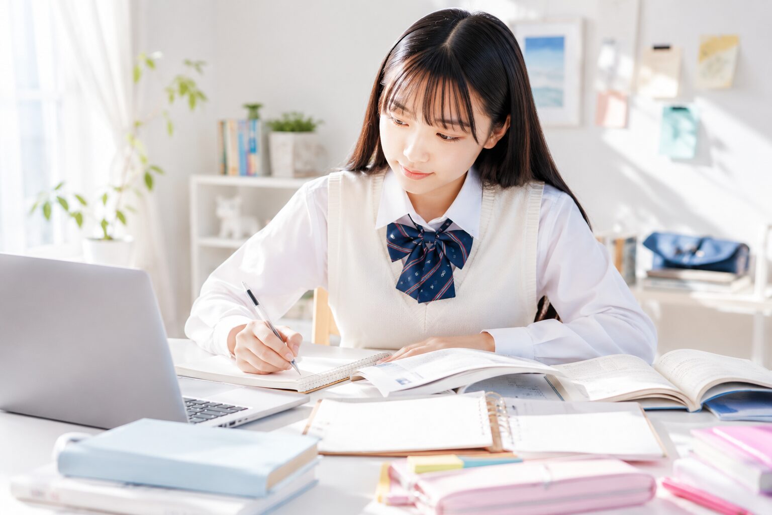 自分に合った勉強方法と学習計画を整理する高校生