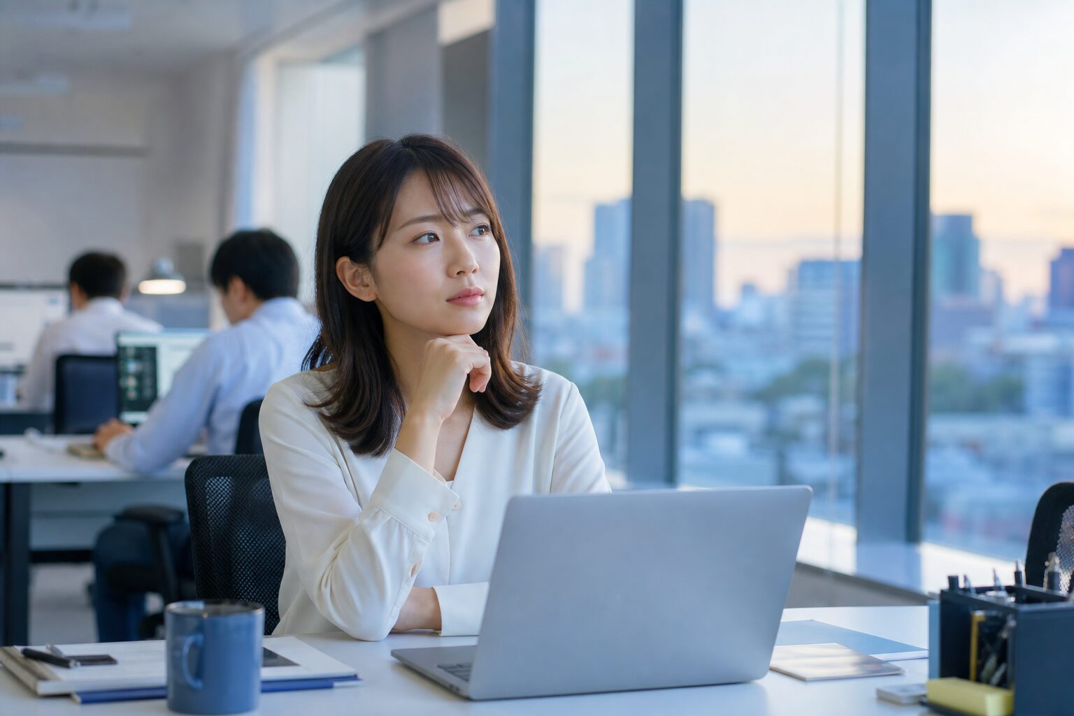 仕事を続けながら今後のキャリアを考える20代女性